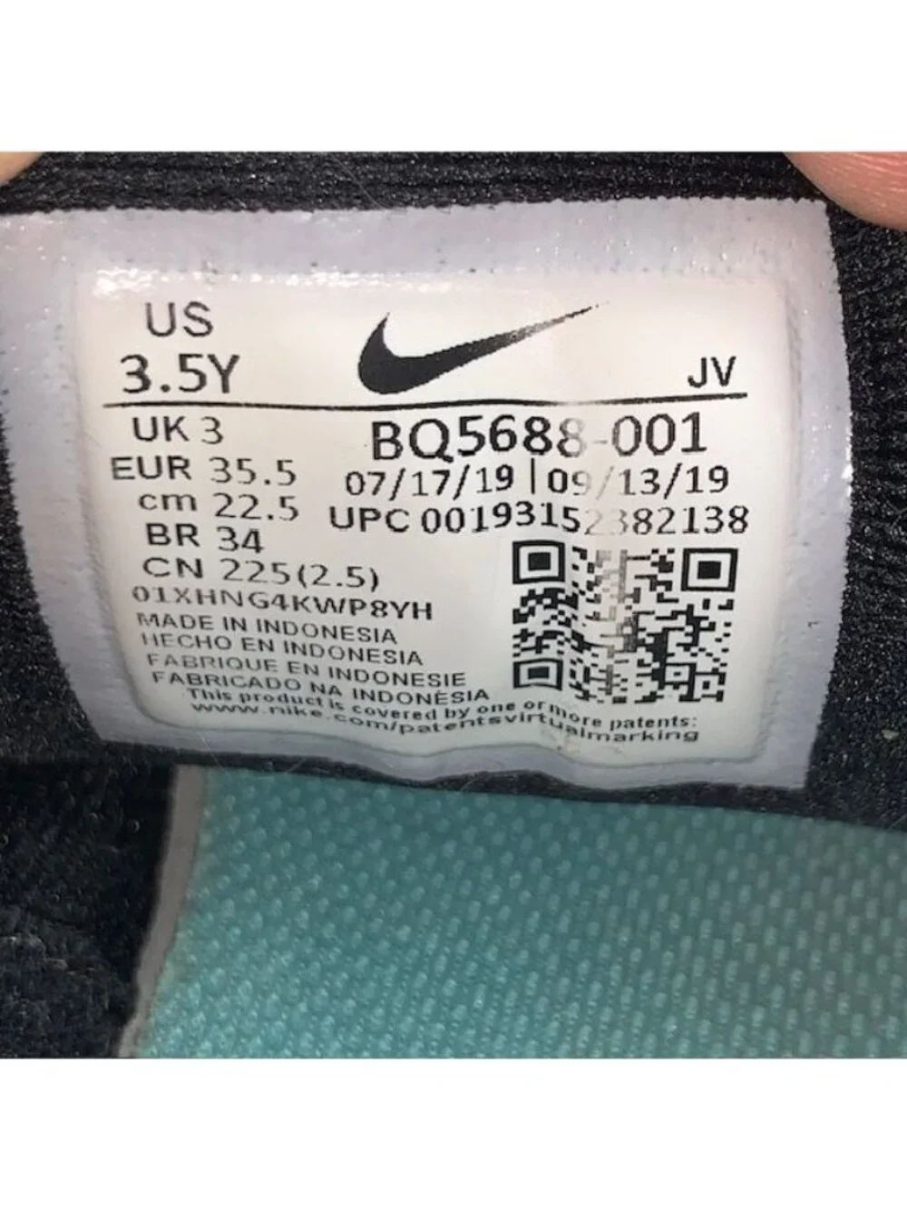 Nike Revolution 5 BQ5688-001 Black Girls Running Shoes 3.5Y